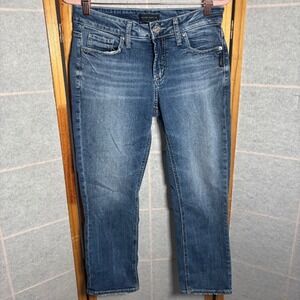 Silver Jeans Co Women's Elyse Capri 26W /‎ 23.5L Medium Wash Mid Rise